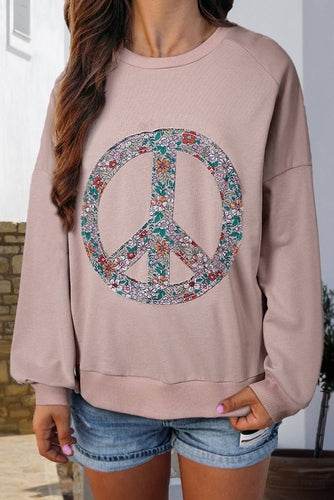 Floral Peace Symbol Pattern Sweatshirt